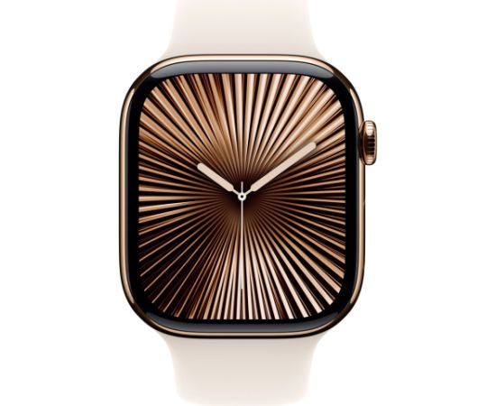 Apple Watch Series 10, Smartwatch (gold, titanium case, 46 mm, Polar Star S/M sport band, cellular)