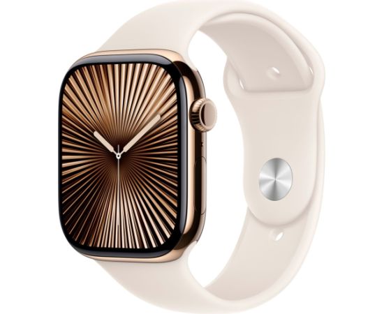 Apple Watch Series 10, Smartwatch (gold, titanium case, 46 mm, Polar Star S/M sport band, cellular)