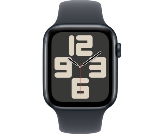Apple Watch SE (black, aluminium, 44 mm, sports bracelet midnight S/M, cellular)