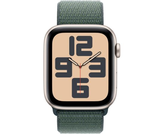 Apple Watch SE, Smartwatch (champagne, aluminum, 44 mm, Sport Loop sea green, cellular)