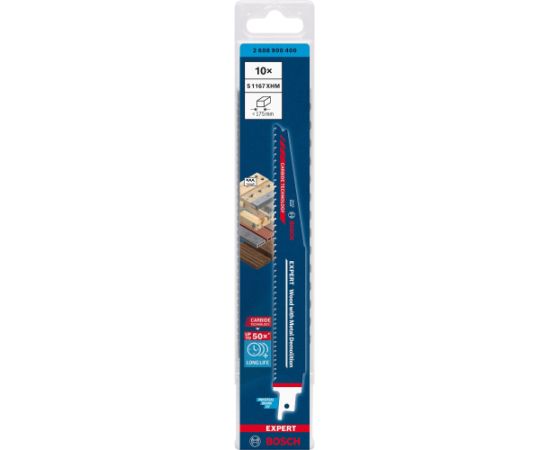 Bosch Expert sabre saw blade 'Wood with Metal Demolition' S 1167 XHM, 10 pieces (length 225 mm)