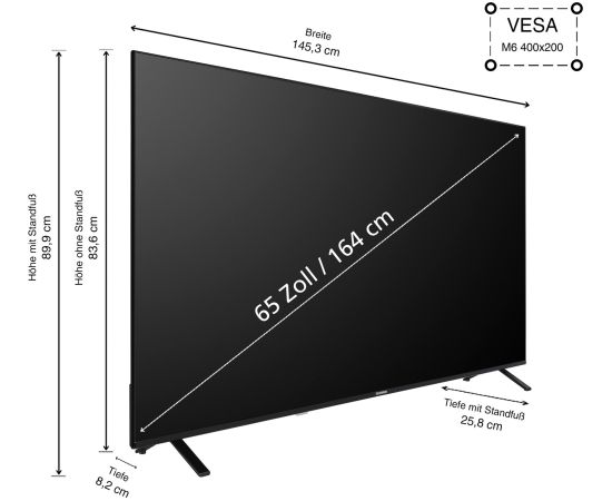 Telefunken XU65TO750S, LED television - 65 -  black, UltraHD/4K, triple tuner, SmartTV, TiVo operating system