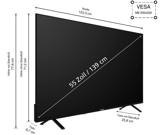 Telefunken XU55TO750S, LED TV - 55 -  black, UltraHD/4K, triple tuner, SmartTV, TiVo operating system