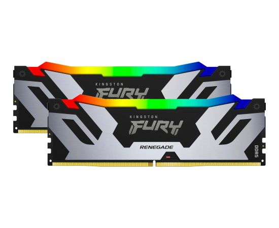 Kingston DDR5 - 96GB - 6400 - CL - 32 (2x 48 GB) Dual-Kit (silver/black, KF564C32RSAK2-96, Renegade RGB, INTEL XMP)