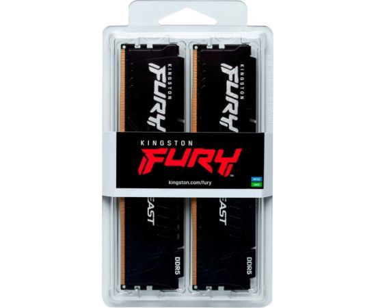 Kingston DDR5 - 64GB - 6400 - CL - 32 (2x 32 GB) Dual-Kit (black, KF564C32BBEK2-64, FURY Beast, INTEL XMP, AMD EXPO)
