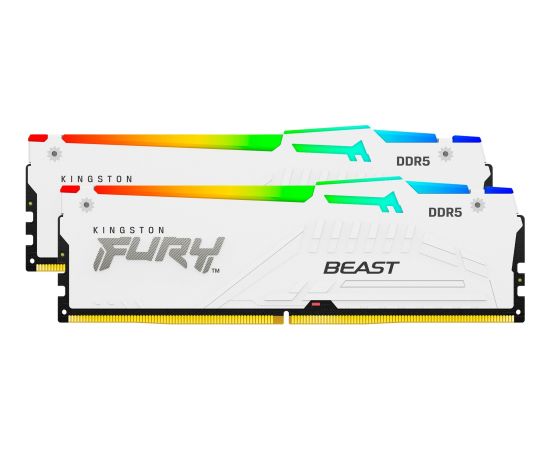 Kingston DDR5 - 32GB - 6000 - CL - 30 (2x 16 GB) Dual-Kit (white, KF560C30BWAK2-32, FURY Beast RGB, INTEL XMP)