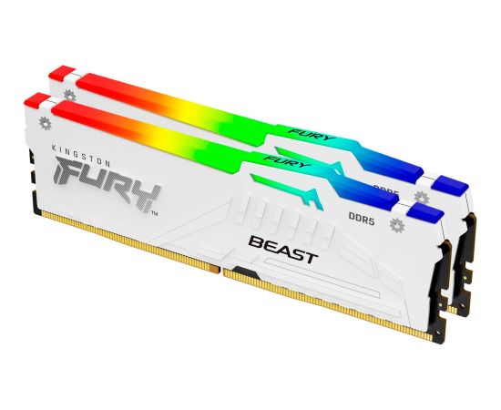 Kingston DDR5 - 32GB - 6000 - CL - 30 (2x 16 GB) Dual-Kit (white, KF560C30BWAK2-32, FURY Beast RGB, INTEL XMP)