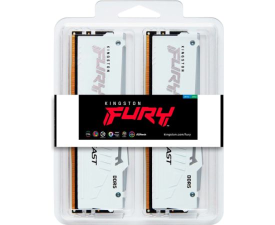 Kingston DDR5 - 32GB - 6000 - CL - 30 (2x 16 GB) Dual-Kit (white, KF560C30BWAK2-32, FURY Beast RGB, INTEL XMP)