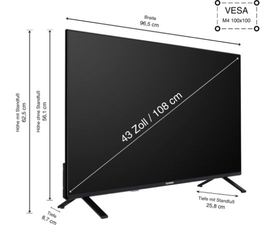 Telefunken XF43TO750S, LED television - 43 - black, FullHD, triple tuner, SmartTV, TiVo operating system