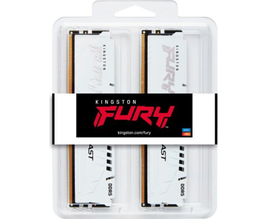 Kingston FURY DDR5 - 64GB - 6000 - CL - 30 (2x 32 GB) dual kit, memory (white, KF560C30BWEK2-64, Fury Beast, INTEL XMP, AMD EXPO)