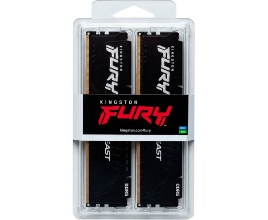 Kingston FURY DDR5 - 32GB - 6800 - CL - 34 (2x 16 GB) dual kit, RAM (black, KF568C34BBEK2-32, FURY Beast, INTEL XMP, AMD EXPO)