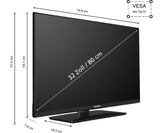 Telefunken XH32N750M, LED television - 32 - black, WXGA, triple tuner, media player