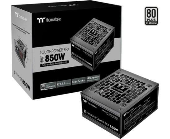 Thermaltake Toughpower SFX Platinum 850W, PC power supply (black, 1x 12VHPWR, 2x PCIe, cable management, 850 watts)