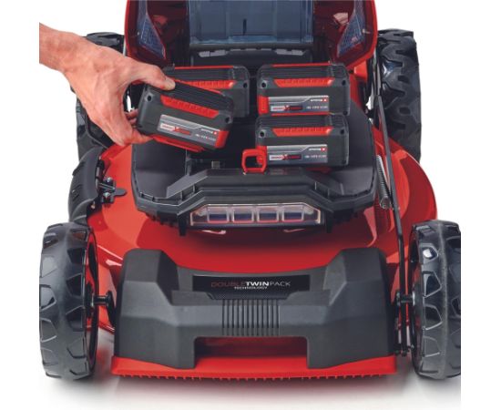 Einhell Professional cordless lawn mower GP-CM 36/52 S Li BL, 36Volt (2x18Volt) (red/black, 4x Li-ion battery 5.2Ah, with rear-wheel drive Vario Speed)