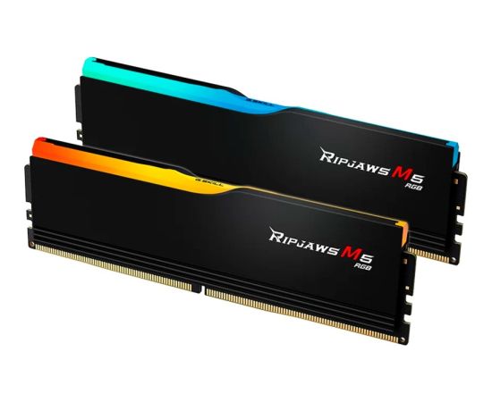 G.Skill DDR5 - 64GB - 6000 - CL - 32 (2x 32 GB) dual kit, memory (black, F5-6000J3238G32GX2-RM5RK, Ripjaws M5 RGB, INTEL XMP)