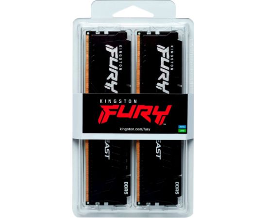 Kingston FURY DDR5 - 16GB -6000 - CL - 30 (2x 8 GB) dual kit, memory (black, KF560C30BBK2-16, Fury Beast, INTEL XMP)