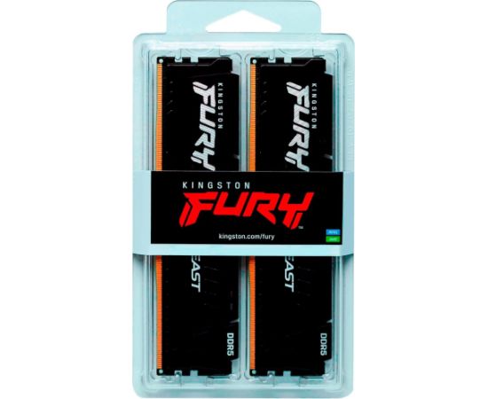 Kingston FURY DDR5 - 16GB -6000 - CL - 30 (2x 8 GB) dual kit, memory (black, KF560C30BBEK2-16, Fury Beast, INTEL XMP, AMD EXPO)