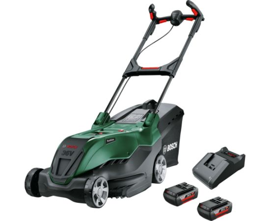 Bosch cordless lawn mower AdvancedRotak 36V-40-650, 36Volt (green/black, 2x Li-ion battery 2.0Ah, POWER FOR ALL)
