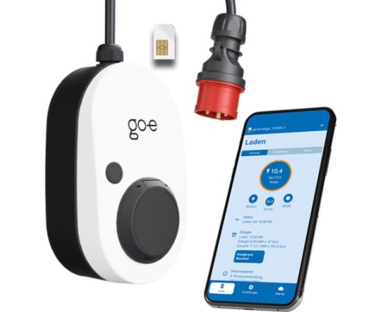 go-e Charger Gemini flex 2.0, 11 kW (16A 3-phase), wallbox (white/black, mobile charging station, 4G/LTE)