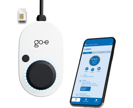 go-e Charger Gemini 2.0, 22 kW (32A 3-phase), wallbox (white/black, without cable, 4G/LTE)