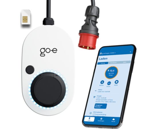 go-e Charger Gemini flex 2.0, 22 kW (32A 3-phase), wallbox (white/black, mobile charging station, 4G/LTE)