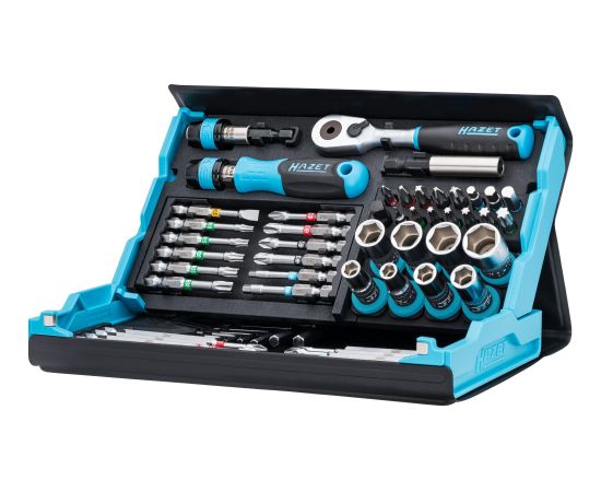 Hazet SmartCase socket and bit set 2200SC-32, 59 pieces (black/blue, 1/4, with reversible ratchet)