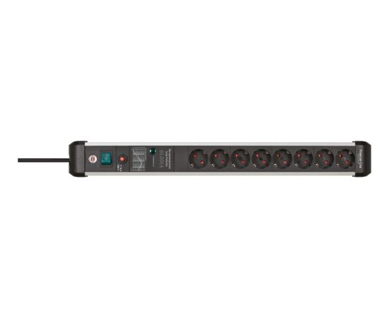 Brennenstuhl Premium-Protect-Line 8-way power strip (black/aluminium, 3 metres, 60,000A surge protection)