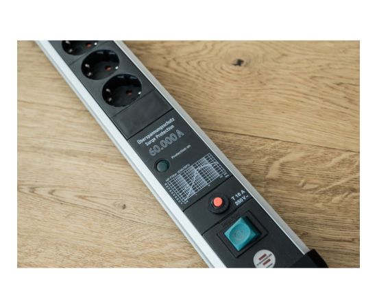Brennenstuhl Premium-Protect-Line 8-way power strip (black/aluminium, 3 metres, 60,000A surge protection)
