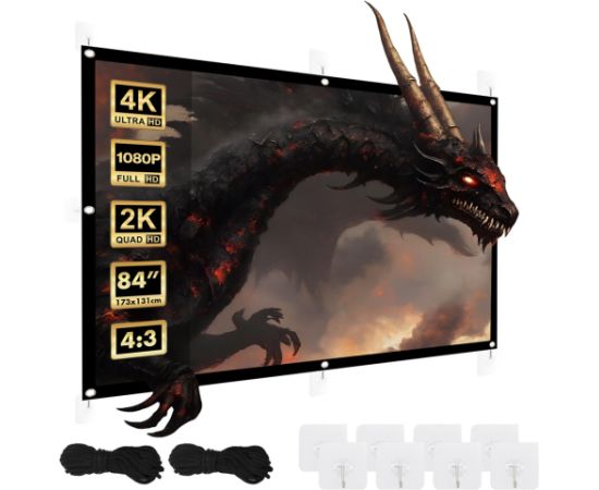 Maclean projection screen, 84", 175x131cm, 25mm 4:3 border, tension hooks, MC-166