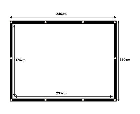 Maclean projection screen, 120", 240x180cm, 25mm 4:3 border, tension hooks, MC-169