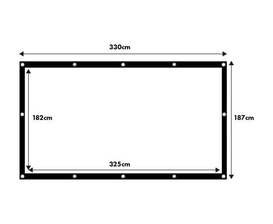 Maclean projection screen, 150", 330x187cm, 25mm 16:9 border, tension hooks, MC-167