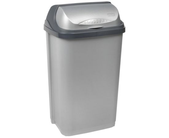Keeeper Atkritumu spainis ar rotējošu vāku 50L Rasmus 39x29,5x67,5cm gaiša sudraba krāsā