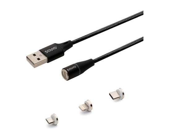 Savio CL-152 USB cable 1 m USB 2.0 USB C Micro USB A/Lightning Black