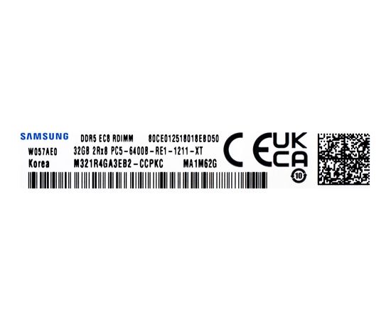 Samsung RDIMM DDR5 32GB 2Rx8 6400MHz PC5-51200 ECC REGISTERED M321R4GA3EB2-CCP