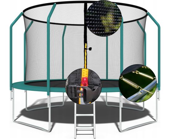 Funfit dārza batuts bērniem 435 cm ar ārējo aizsargtīklu un kāpnītēm Batuti un aksesuāri