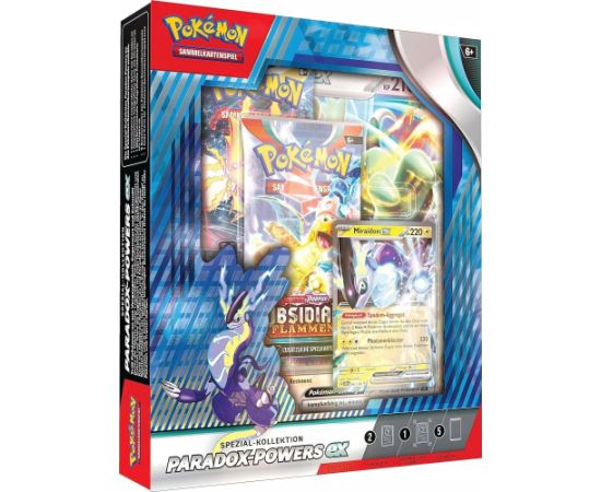 Pokemon Pokémon-Sammelkartenspiel: Spezial-Kollektion Paradox-Powers-ex – (2 doppelseltene holografische Karten, 1 überdimensionale Karte & 5 Boosterpacks)