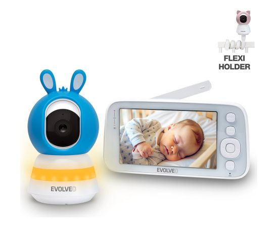 EVOLVEO Baby Monitor N5, Set videochůvičky s 360° dohledem, obousměrnou komunikací a ukolébavkami, modrá