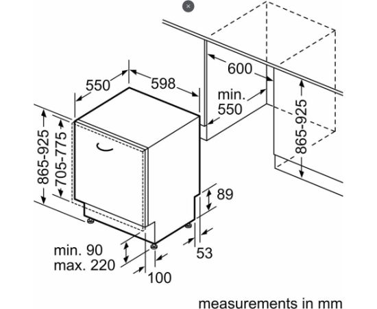 Bosch SBV4HTX03E Trauku mazg. mašīna, iebūvējama 60cm