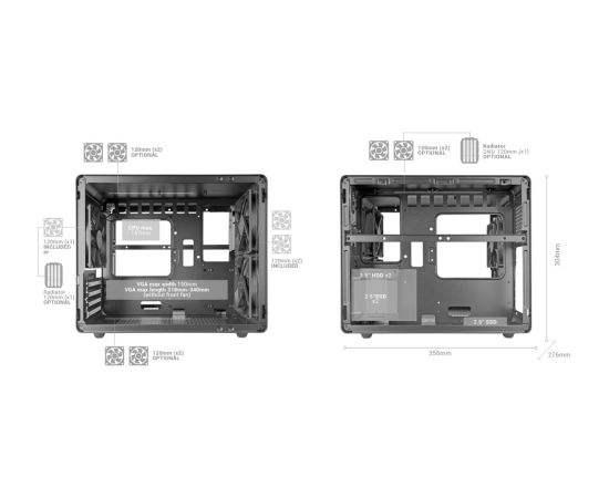 Mars Gaming MCMPRO Professional Compact PC Case mATX (Double Chamber)