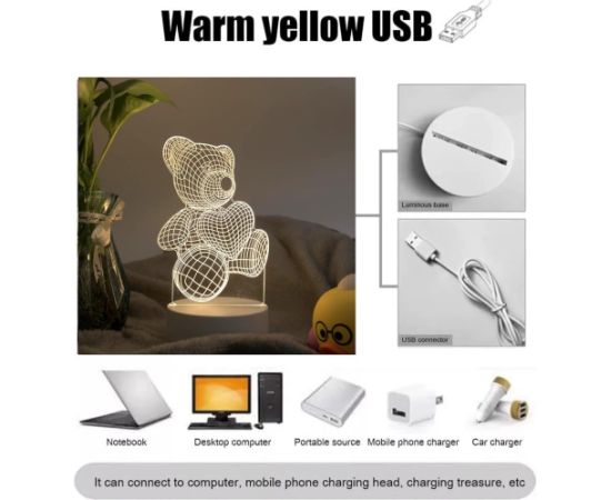 Elight ILU 3D Ilūziju LED Nakts Lampa ar Futbola Bumbu Multi-krāsu Gaisma (25x15cm) USB Darbināta