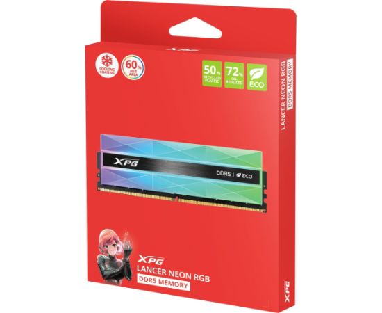 ADATA DDR5 - 32GB - 6000 - CL - 30 (2x 16 GB) dual kit, memory (silver, AX5U6000C3016G-DCLANRSG, Lancer Neon RGB, INTEL XMP, AMD EXPO)