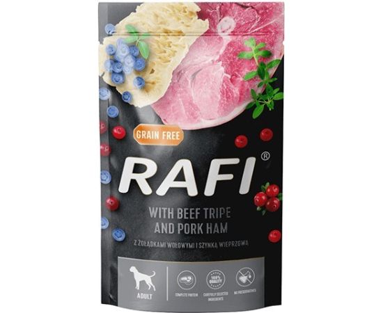 DOLINA NOTECI Rafi Beef stomachs, ham, blueberry - wet dog food - 500g