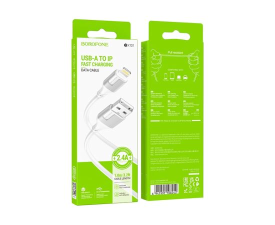 USB кабель Borofone BX101 USB-A to Lightning 1.0m белый