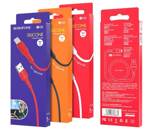USB cable Borofone BX30 Lightning 1.0m silicone white