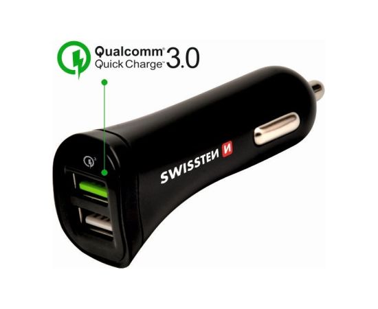 Swissten Quick Charge 3.0 Auto Lādētājs 12 / 24V / 2.4A / 18W + Micro USB vads 1.5m