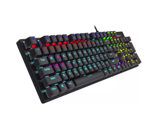 Aula S2022 Mehāniskā RGB LED Apgaismojuma Spēļu Tastatūra 106 taustiņi EN / RUS Izkārtojums USB Melns