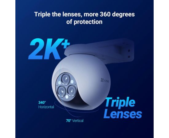 Ezviz H80 CS-H80f Āra 3x4MP Pan & Tilt 360° Gudra Wi-Fi Kamera MicroSD / Nakts redzamība Balts