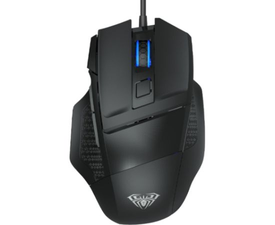 Aula S12 Multi-krāsu apgaismojuma Vada Spēļu Optiskā pele 7 pogas 800-4800dpi ar ergonomisku formu Melna