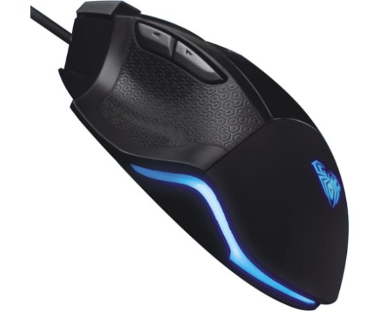 Aula S12 Multi-krāsu apgaismojuma Vada Spēļu Optiskā pele 7 pogas 800-4800dpi ar ergonomisku formu Melna