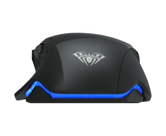 Aula S12 Multi-krāsu apgaismojuma Vada Spēļu Optiskā pele 7 pogas 800-4800dpi ar ergonomisku formu Melna